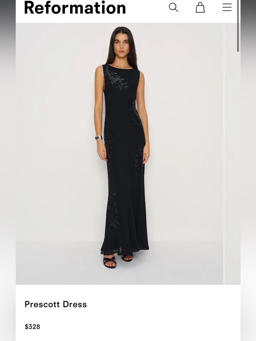 Reformation Black Prescott Maxi Dress